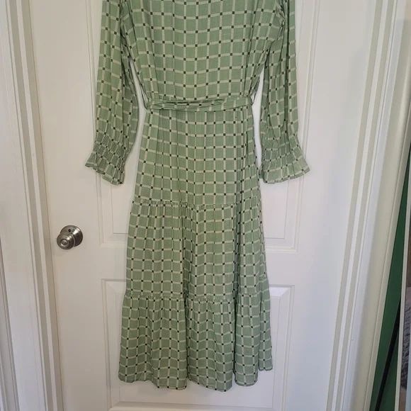 Taylor Tillman Green Cotton Linen Midi Dress Cottagecore - Picture 4 of 8